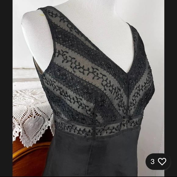 NWT Ann Taylor 100% silk fully lined v neck beaded dress. Size 14. - Picture 2 of 15